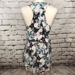 Parker ‎ Black Floral Print Silk Leather Wrap Dress Photo 4