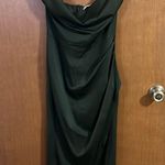 More To Come Green Satin Dress - Adonia Wrap Midi Dress in Olive  size XS Photo 3