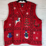 Designer Originals Vintage Designers Originals Studio Women’s 2X Red Knit Christmas Sweater Vest Photo 0