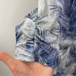 Karen Kane Blazer Jacket Womens Large Blue White Cotton Tropical Leaf Print Photo 5