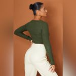 Pretty Little Thing NWT Plus Sweater Size Khaki Green Ribbed Cropped Knit Sz XL Photo 6