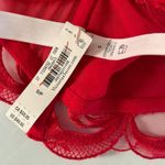 Victoria's Secret  Red Lace Bow Bra Thong Lingerie Matching Set sz Small Coquette Photo 4