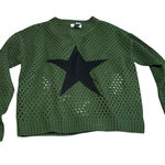 Olive Green Star Knit Sweater pit to pit 21", length 20 1/2" Size M Photo 0
