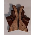Franco Sarto Brown Faux Cork Wedge 8 Mule Open Toe Preppy Y2K Slide Dress Sandal Photo 6
