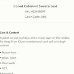 Anthropologie {Anthro} Far Away From Close “Coiled Cableknit Sweatercoat” Photo 2