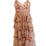 Mac Duggal Pink Floral Ruffled Sweetheart Sleeveless A-Line Gown Size 6 Photo 9