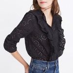 Madewell Eyelet Pom-Pom Top Black Sz Medium Photo 0