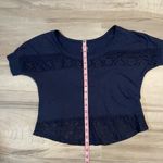 SO . Navy Blue Simple Lace Crop Top T-Shirt ~ Size Medium Photo 6
