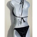 SHAN Velours Onyx Black Velvet Bikini Set Size 8‎ Triangle Top & Bottom Swimsuit Photo 12