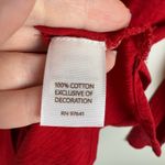 J Jill Womens Button‎ Down Embroidered Shirt in Red Sz S Flowy Oversized Holiday Photo 7