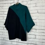 Alfani  Teal Black Colorblock Mock Neck Short Sleeve Sweater Women’s 1X Fuzzy Photo 7