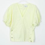 3.1 Phillip Lim Yellow Short Sleeve V Neck Puff Sleeve Poplin Top Womens Size 10 Photo 0