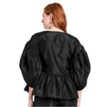 Kika Vargas x Target Wrap Top Size Small Black Scallop Edge Balloon Sleeves NWT Photo 1