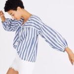 Madewell  Coastal Peasant Top in Shea‎ Stripe Blue & White XXS Photo 2