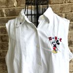 Disney Vintage Plus Sleeveless Top 1X White Embroidered Mickey Mouse U… Photo 2