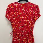Realisation Silk Wrap Midi Floral Dress in Rouge Fleur Red Size S Photo 9