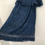 Soft Surroundings  Dark Wash Denim Chambray Aztec Boho Off the Shoulder Tunic Top Photo 10