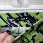 ZARA Green & Blue Swirl Print High Rise Velvet Split Hem Flare Pants S NWT Photo 5