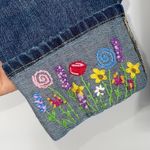 Gap Womens Floral Embroidered Hem Straight Cuff Cropped Jeans Blue Size 8R Photo 4