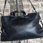 Isanti Leather Crossbody Bag Navy Top Zip Tote Handles Logo Code Italy Travel Blue Photo 2