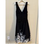 Joseph Ribkoff Midi Black And White Floral Cocktail Dress Size 10 Full Skirt Photo 2