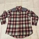 North Crest  Maroon Plaid Flannel Button-up Shirt Hi-Low Hem Front Pockets Size 1X Photo 0