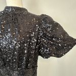 Tuckernuck  Black Shimmer Sequin Perris Maxi Midi Dress Size XXL Puff Sleeve Bow Photo 2