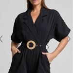 Showpo Thaisa Short Sleeve Collared Belted Playsuit Romper in Black Photo 0