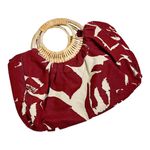 Old Navy ‎ Canvas Handbag Summer Wooden Handles Photo 0