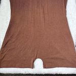 SheIn Brown Solid Ribbed Knit Unitard Romper Photo 6