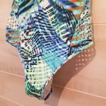 Kenneth Cole {L}  Blue Multi Sporty Splice Printed One Piece Swimsuit Photo 4