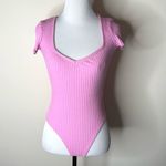 ZARA  Pink Ribbed Short Sleeve Bodysuit Photo 1