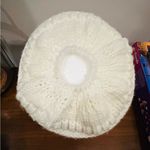 C.C Exclusive CC Beanie tail Ponytail messy bun Ivory Ribbed Knit Beanie Hat White Photo 1