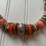 Beaded Necklace Chunky BOHO Leather Cord Orange Pink Gold Bougie Fashion Jewelry Photo 8