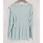 Lane Bryant Lane Bryant Womens Top Size 18/20 Blue Long Sleeve Ruffle Pearl Detail Blouse Photo 3