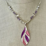 Kenneth Cole Enamel Purple & Pink Teardrop Pendant Necklace Photo 0