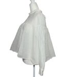 ZARA NEW White Textured Long Sleeve Blouse Ruffle Collar Button Cuffs Top Size M Photo 2