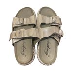 Free People  Silver Panama Leather Platform Sandal 38 (8) Boho Buckle Photo 3
