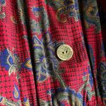 Vintage 70’s Leslie Fay ornate floral paisley challis Mod belted shirt dress Red Size 14 Photo 5
