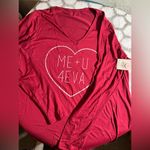 Pajama set Red Heart lounge pant and long sleeve vneck top Valentines Day LG Photo 6