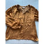 Philosophy Shirt Womens Large Gold Satin Boho Career Quiet Luxury Preppy Peasant Photo 5