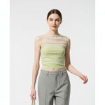 ZARA mixed tulle knit top Light green Sleeveless Sz Small Photo 2