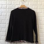 TanJay Black w/ Pink fringe knit cardigan sweater blazer Women’s Size S Small Photo 5