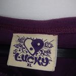 Lucky Brand Lucky L Embroidered Half Sleeve V-Neck Purple Crop Top Photo 2