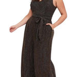 Torrid  Plus Size 4X Jumpsuit Black Gold Metallic‎ Formal Sleeveless Wide Leg 363 Photo 0