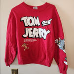 Tom And Jerry Sweatshirt Womens Large Red Long Sleeve Graphic Pullover xs Photo 0