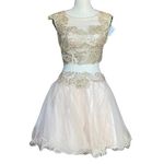 Dave and Johnny Dave‎ & Johnny Gold and Cream Mini Dress Photo 1