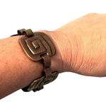 Vintage Set Statement Necklace Bracelet Metal Chain Link Southwest Western Boho Silver Photo 4