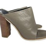 Tibi  Bee Brazilian Leather Open Toe Mules Storm Gray Stacked Wood Heel Size 40 Photo 0