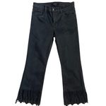 J Brand ‎ Coated Black Out Selena Cropped Lace Hem Mid-Rise Bootcut Jeans Size 29 Photo 4